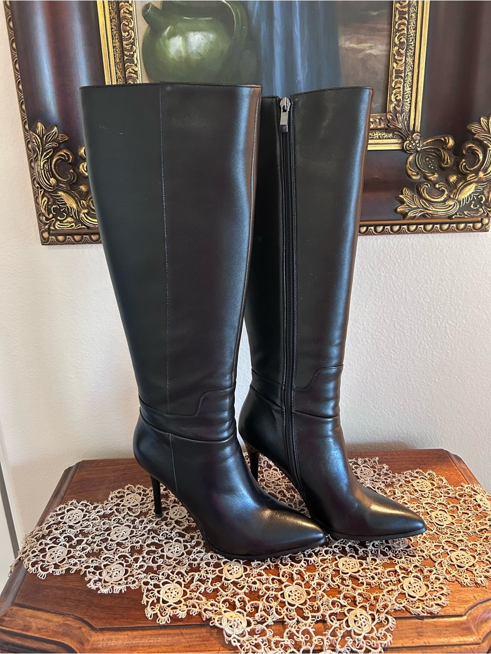 Women’s Italian Made Stiletto Heel Black Leather Boots